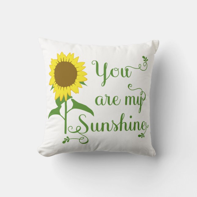 Floral Yellow Sunflower You are My Sunshine Love Cushion (Front)