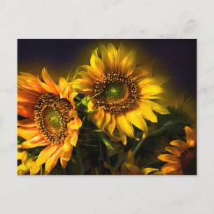 Floral Yellow Sunflowers Flowers, Love, Thank You Postcard