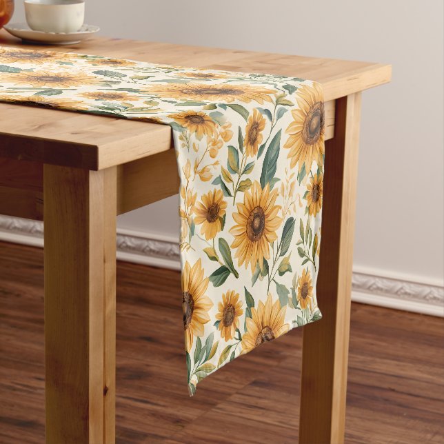 Floral Yellow Sunflowers Short Table Runner (In Situ)