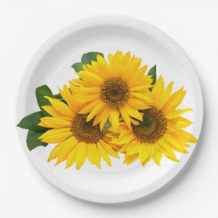 Floral Yellow Sunflowers - Wedding / Party Flowers Paper Plate