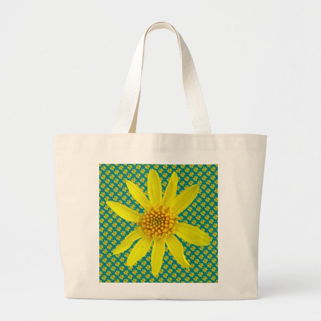 Floral Yellow Wildflower Arnica Large Tote Bag (Front)