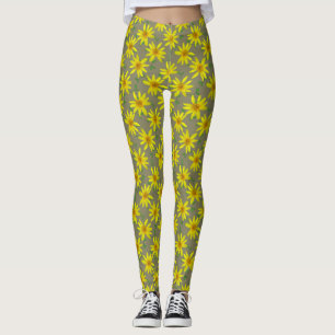 Floral Yellow Wildflower Pattern Leggings