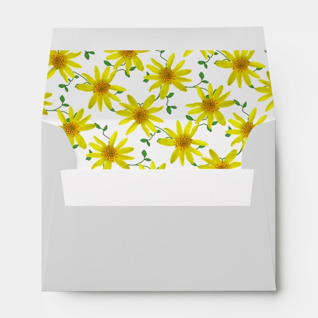 Floral Yellow Wildflowers Custom Address Envelope (Back (Bottom))