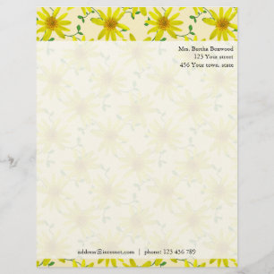 Floral Yellow Wildflowers Photo Custom Address Letterhead