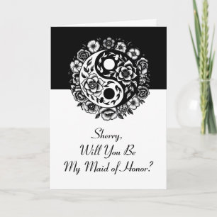 Floral Yin Yang Maid of Honour Proposal Card