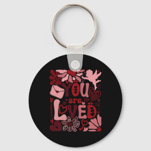 Floral You Are Worthy Beautiful Loved Enough Bible Key Ring