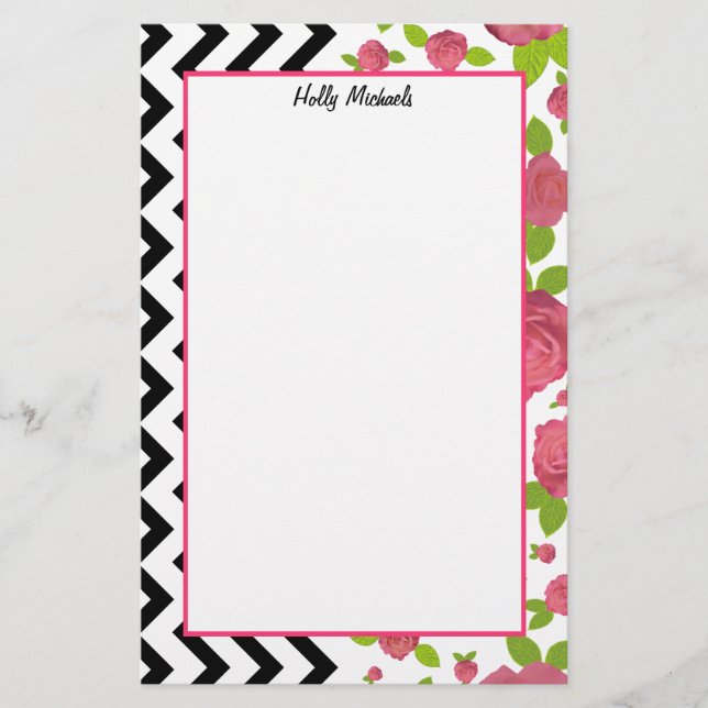 Floral & Zigzag Mixed Prints Stationery (Front)