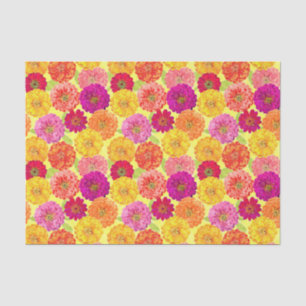 Floral Zinnia Yellow, Pink, Orange Botanical Tissue Paper