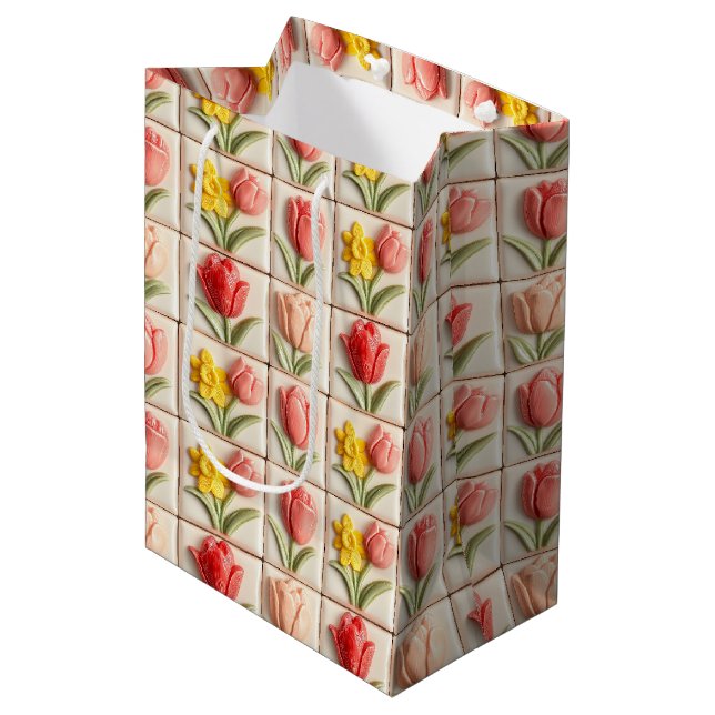 Florale 3D ceramic tiles 63/144 Middle gift Medium Gift Bag (Front Angled)