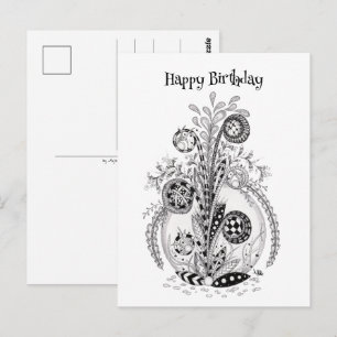 Florale Pflanze im Tangle Design - Postcard