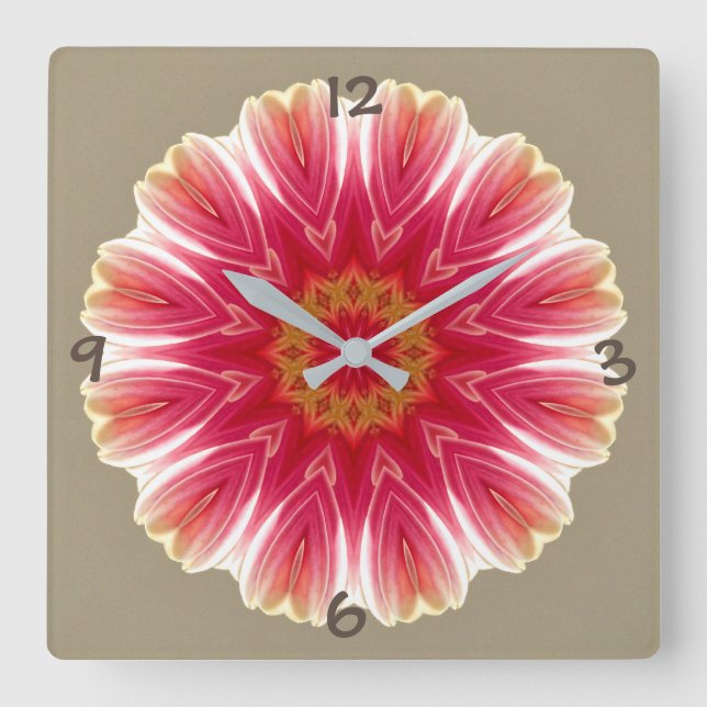 Florales Muster Square Wall Clock (Front)