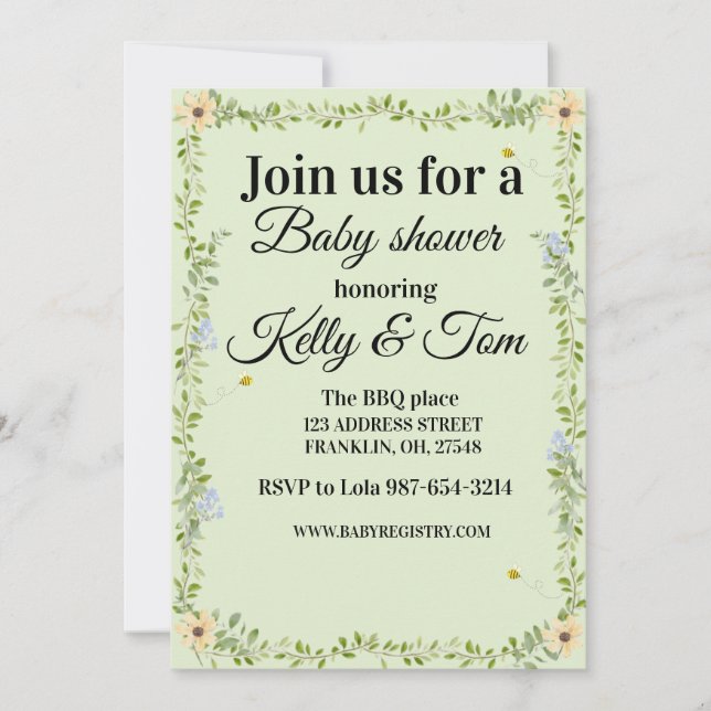 Floralish baby shower invite (Front)
