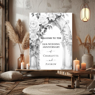 Florals arch 25th Wedding Anniversary  welcome Poster