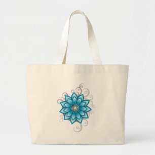 Florals - Blue Large Tote Bag