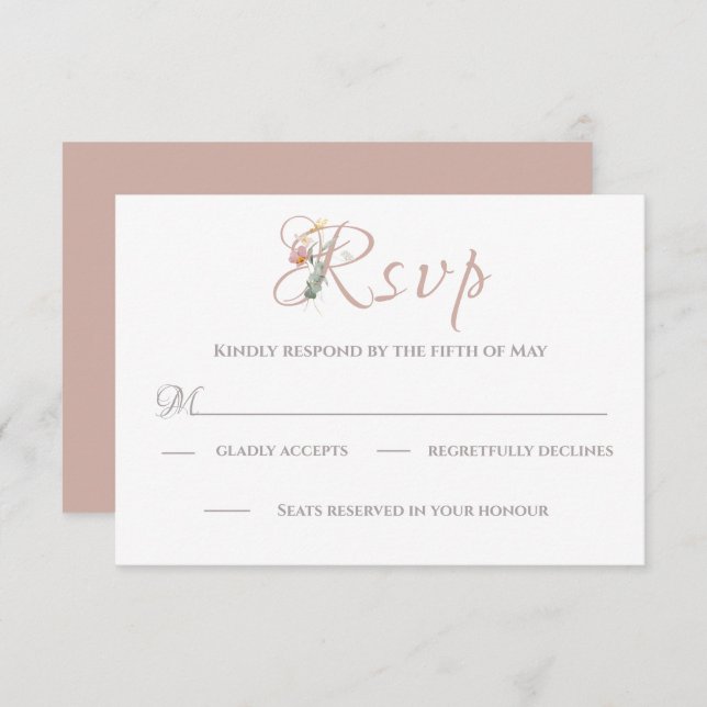 Florals Blush Pink Foliage Watercolor Elegant RSVP Card (Front/Back)