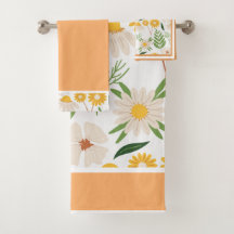 Florals Daisies Trimed in Coral and Greenery 