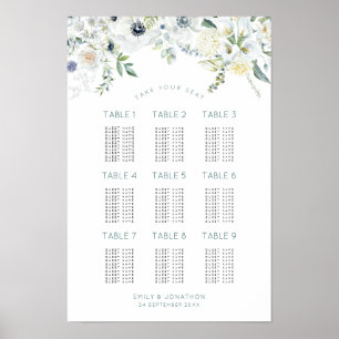 Florals Eucalyptus 9 Tables 90 Guest Seating Chart