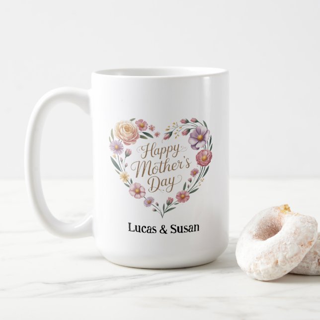 Florals Flowers Happy Mother's Day Cup Coffee Gift (With Donut)