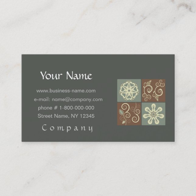 Florals - Folk Design Business Card (Front)