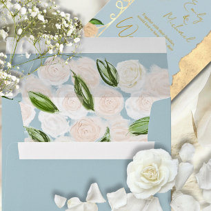 Florals Gold Accents Unique Watercolor Wedding Envelope