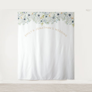 Florals Greenery Wedding Party Photo Background Tapestry