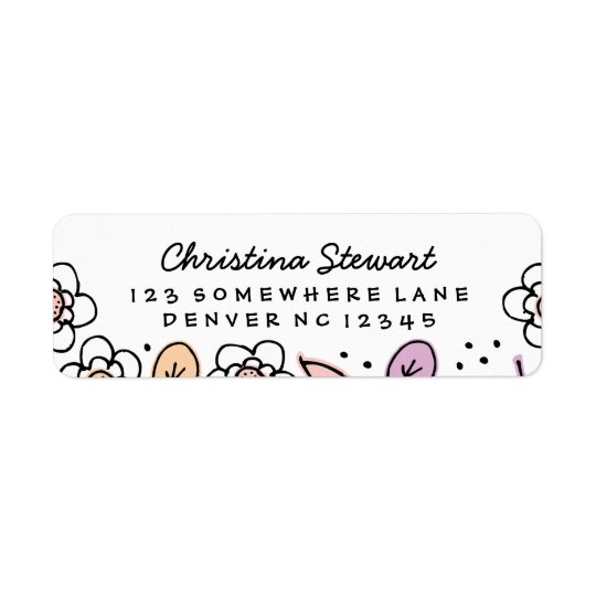 Florals & Leaves Handwriting Return Address Label