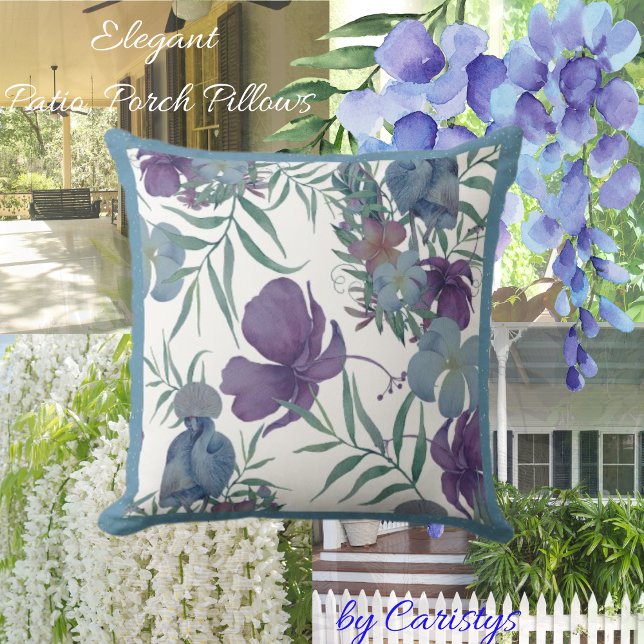 Florals Mauve, Slate Blue with Greenery Cushion (Creator Uploaded)