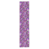 Florals & Mushrooms Vibrant Pink, Purple & Black Short Table Runner (Front)