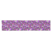 Florals & Mushrooms Vibrant Pink, Purple & Black Short Table Runner (Horizontal)