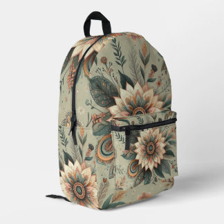 Florals on Sage Printed Backpack