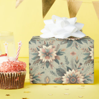 Florals on Sage Wrapping Paper