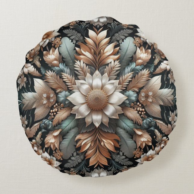 Florals Pattern 1 Round Cushion (Back)