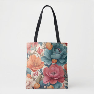 Florals pattern muted vibrant colours Tote Bag