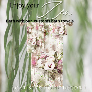 Florals Pink Rose Romantic Bath Towel Set