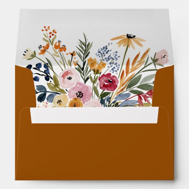 Florals Terracotta Rustic Watercolor Envelope (Back (Bottom))