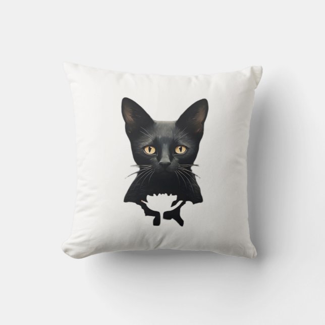 Florals Whimsigoth Gothic Style Kitty And Poppies  Cushion (Front)