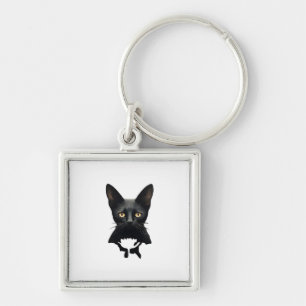 Florals Whimsigoth Gothic Style Kitty And Poppies Key Ring