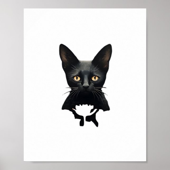Florals Whimsigoth Gothic Style Kitty And Poppies  Poster (Front)