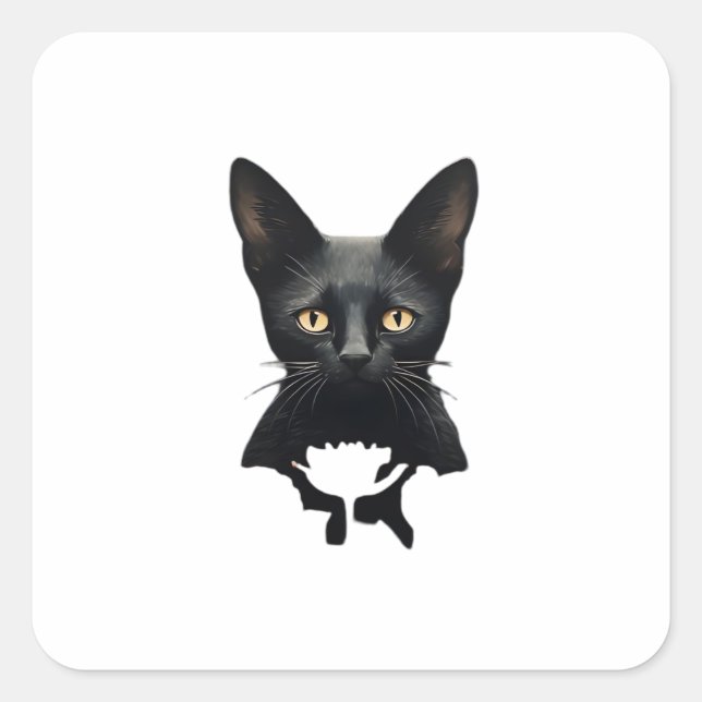 Florals Whimsigoth Gothic Style Kitty And Poppies  Square Sticker (Front)