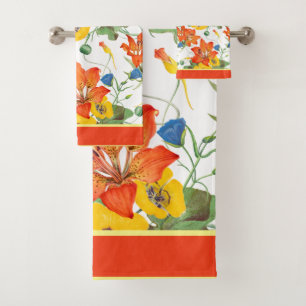 Florals Yellow, Orange, Blue   Bath Towel Set