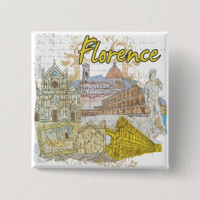 Florence 15 Cm Square Badge (Front)