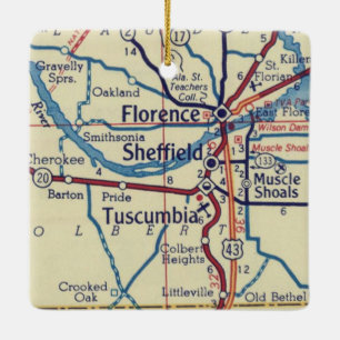 Florence AL Vintage Map Ceramic Ornament
