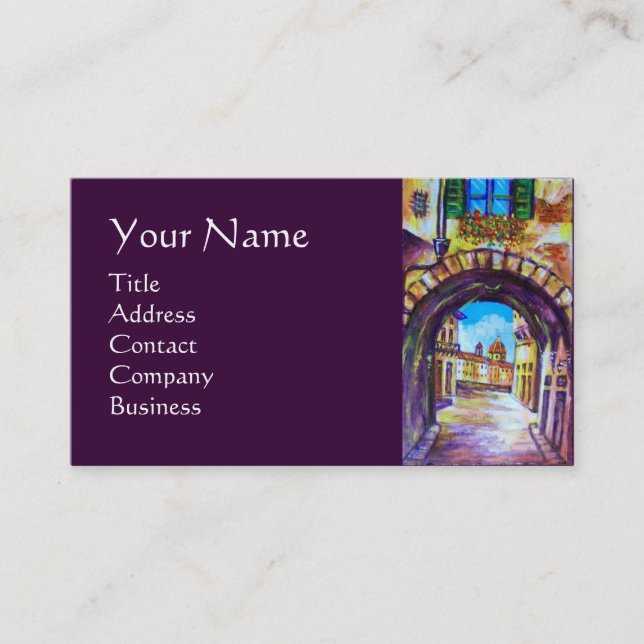 FLORENCE ANTIQUE ALLEY VIEW CHURCH CESTELLO BUSINESS CARD (Front)