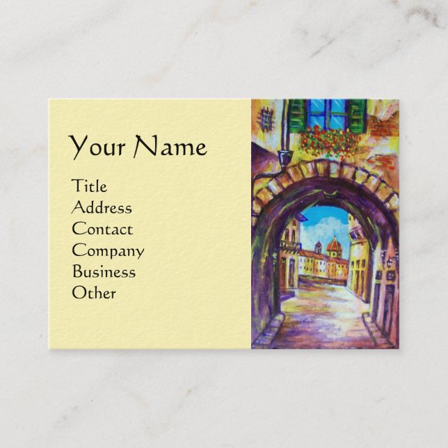 FLORENCE ANTIQUE ALLEY VIEW CHURCH CESTELLO Cream Business Card (Front)
