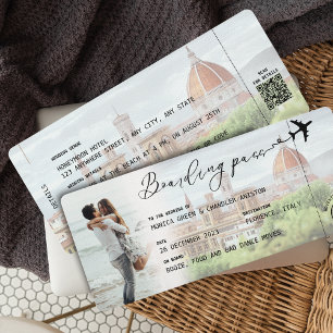 FLORENCE Boarding Pass Destination Wedding QR code Invitation