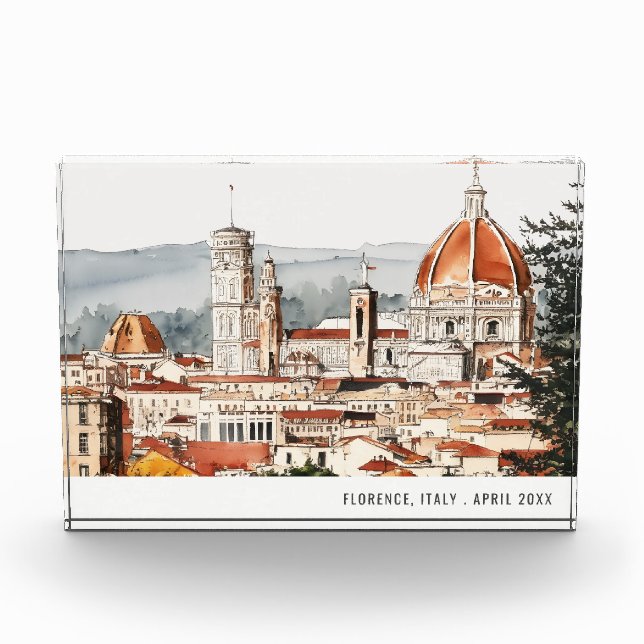 Florence Cathedral Italy Watercolor Italian Travel Photo Block (Front)