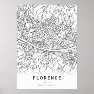 Florence City Cartography Map Poster