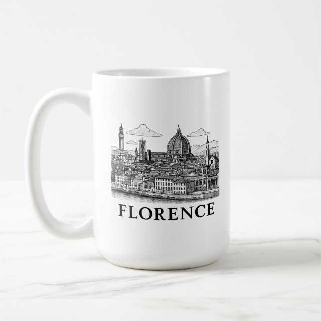 Florence Cityscape – Duomo Cathedral Line Art Coffee Mug (Left)