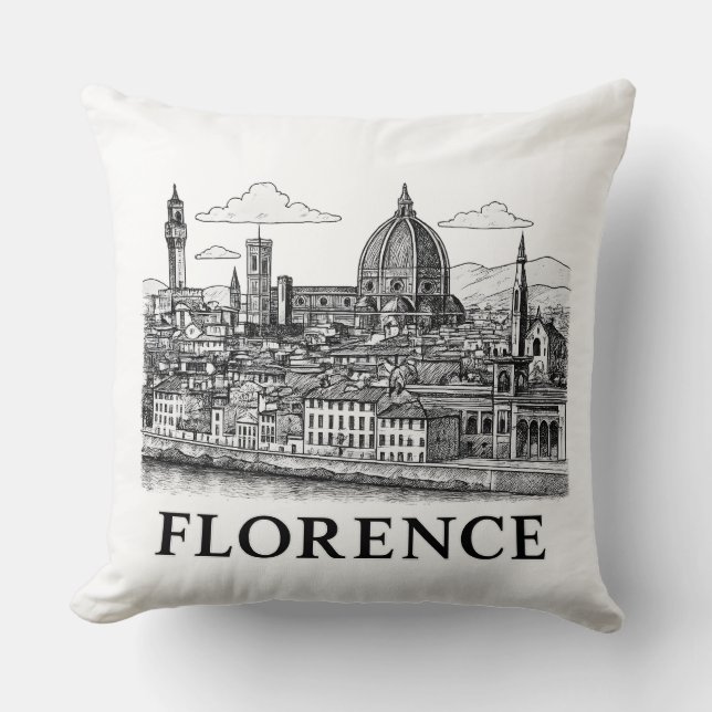 Florence Cityscape – Duomo Cathedral Line Art Cushion (Front)