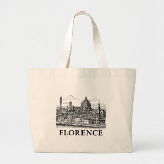 Florence Cityscape – Duomo Cathedral Line Art Large Tote Bag